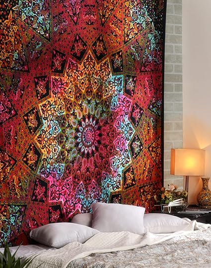 Tie Dye Bohemian Tapestry Elephant Star Mandala Tapestry Tapestry Wall Hanging Boho Tapestry Hippie Hippy Tapestry Beach Coverlet Curtain by Rajrang