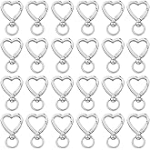 24Pcs Sliver Heart Carabiner Clips for Keys,Zinc Alloy Heart Shape Keychain with Swivel Clasps Hooks, Snap Keychain Hook Key Ring Accessories for Bags Handbag Jewelry DIY