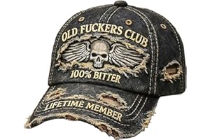 Old Fuckers Club-Vintage Baseball Cap, Printed 100% Bitter Lifetime Member Hat, Adjustable Distressed Baseball Caps