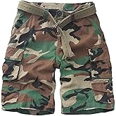 Mens Cargo Shorts Cotton Relaxed Fit Camo Shorts Casual Work Shorts with 9 Pockets No Belt