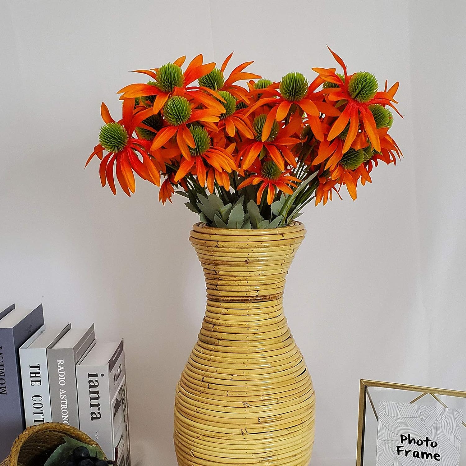 Amazon Com 5 Pcs Artificial Coneflowers Echinacea Fake Flowers Faux Plants Coneflower Plants For Porch Window Box Home Indoor Outside Hanging Plants Wedding Decorations Orangered Kitchen Dining