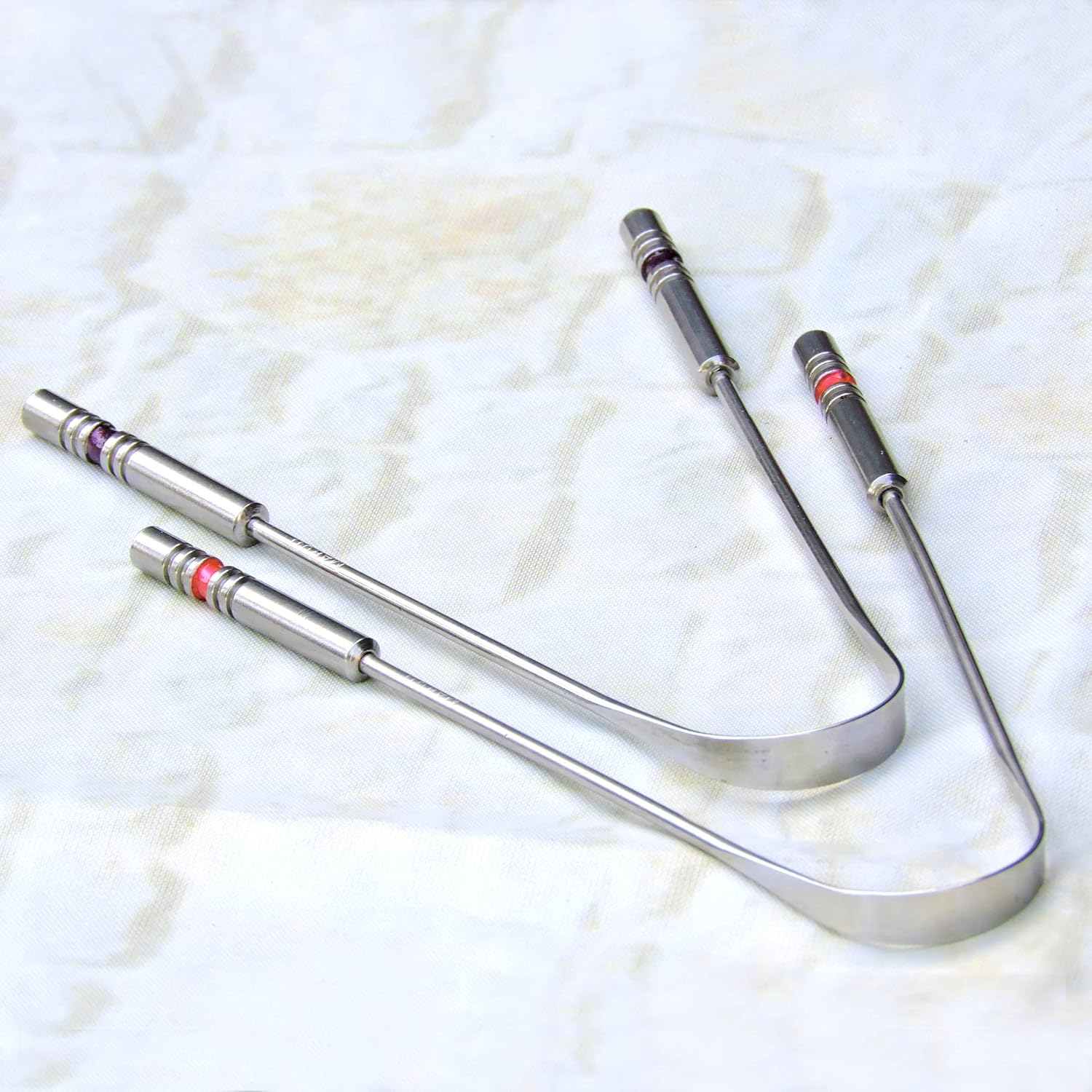 Surgical Grade Set of 2 Stainless Steel Tongue Cleaner Stainless Steel Tongue Scraper BigaMart