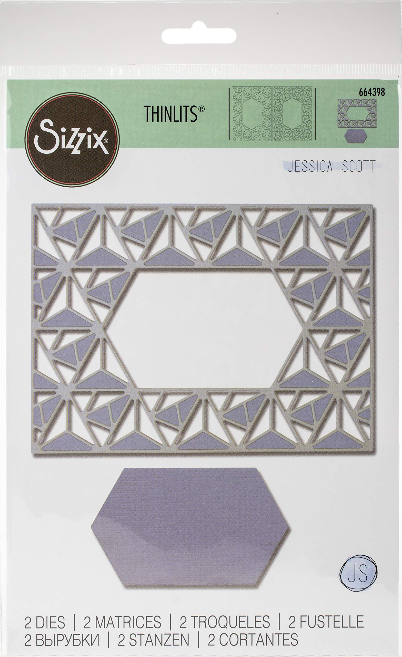 Sizzix Thinlits Die Set 2 Pack 664398 Geo Lattice Frame by Jessica Scott, Mulitcolour, One Size