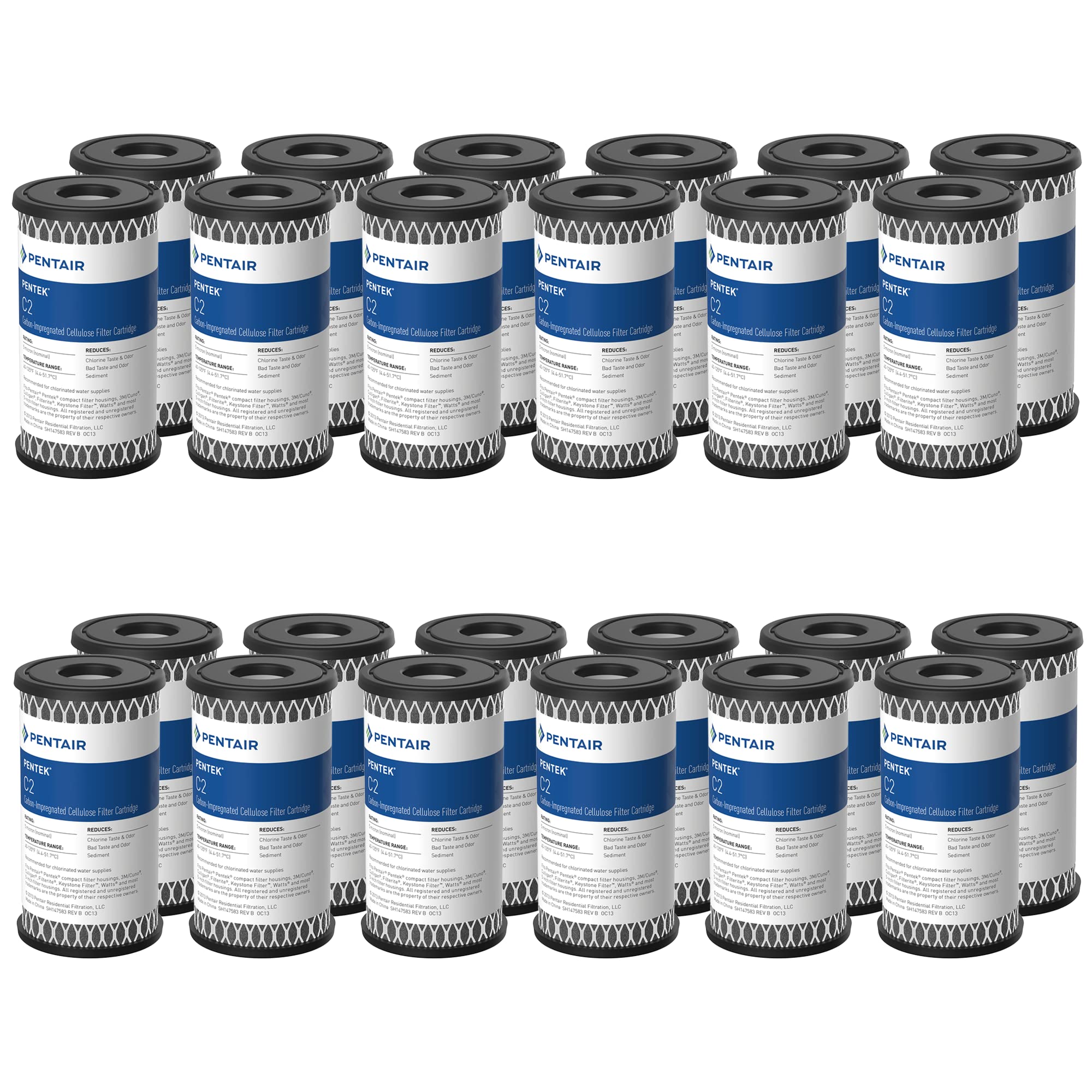 Pentair Pentek C2 Carbon Water Filter, 5-Inch, Under Sink Dual Purpose Powdered Activated Carbon-Impregnated Cellulose Replacement Cartridge, 5″ x 2.5″, 5 Micron, Pack of 24