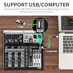 XTUGA KP4 4 Channel Audio Mixer, 16-Bit DSP Effect