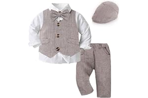 Volunboy Baby Boy Suit Toddler Formal Outfit Kids 3 Piece Vest Gentleman Clothes Long Sleeve Shirt and Pants Set