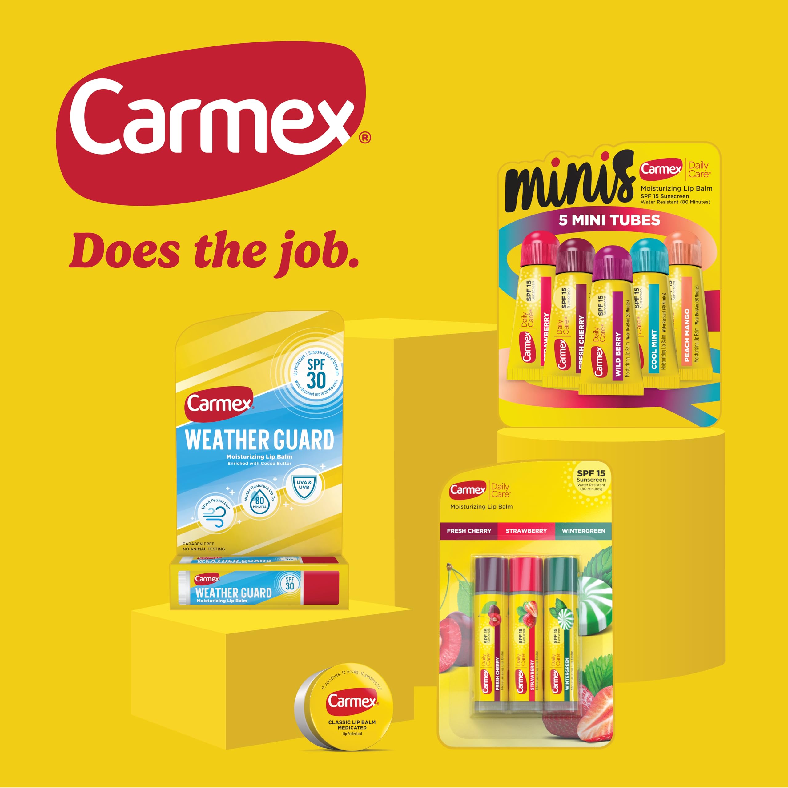 Carmex Classic Medicated Lip Balm Pack, Lip Moisturizer for Chapped Lips, 9-Count Variety Pack Bag (2 Tubes, 7 Sticks)
