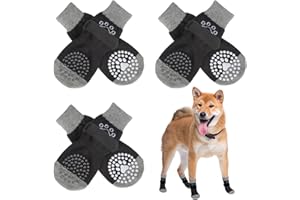 SCENEREAL Double Side Anti-Slip Dog Socks for Hot/Cold Pavement, Non-Slip Dog Shoes for Hardwood Floors to Stop Licking Paws, Slipping, Paw Protectors with Grippers