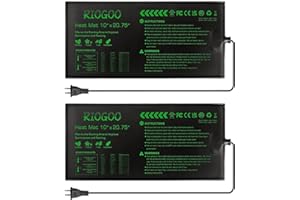 RIOGOO 2 Pack Seedling Heat Mat,Hydroponic Heating Pad Waterproof for Seed Reptile Plant with Power-Off Protection Safe and Durable 10" x 20.75"