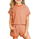 blibean Girls Summer Clothes Sets Kids Textured Striped Outfits Size 6-15 Years
