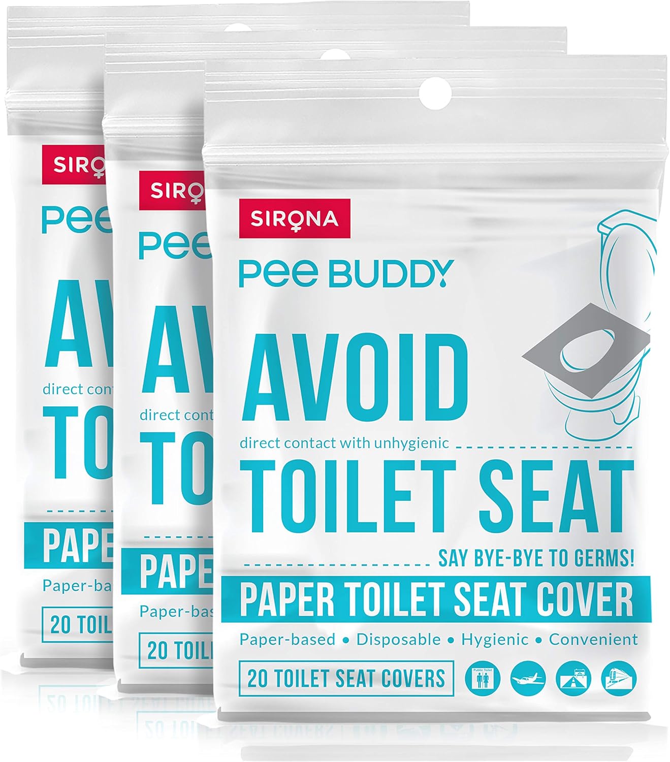 Peebuddy Disposable Toilet Seat Covers (20 sheets * 3 packs) No