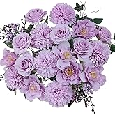 LA.PONEE Premium Purple Artificial Flowers Bouquet, Silk Fake Flower Decoration, Faux Floral Arrangements for Wedding Bridal Bouquets and Home Table Centerpieces Décor