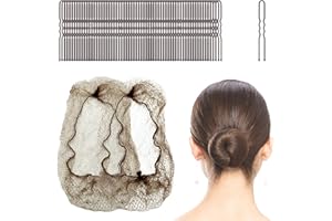Invisible Hair Nets and U Shaped Hair Pins Set, Hair Bun Shaper Set with 30Pcs Elastic Edge Mesh Hair Nets and 50Pcs Position