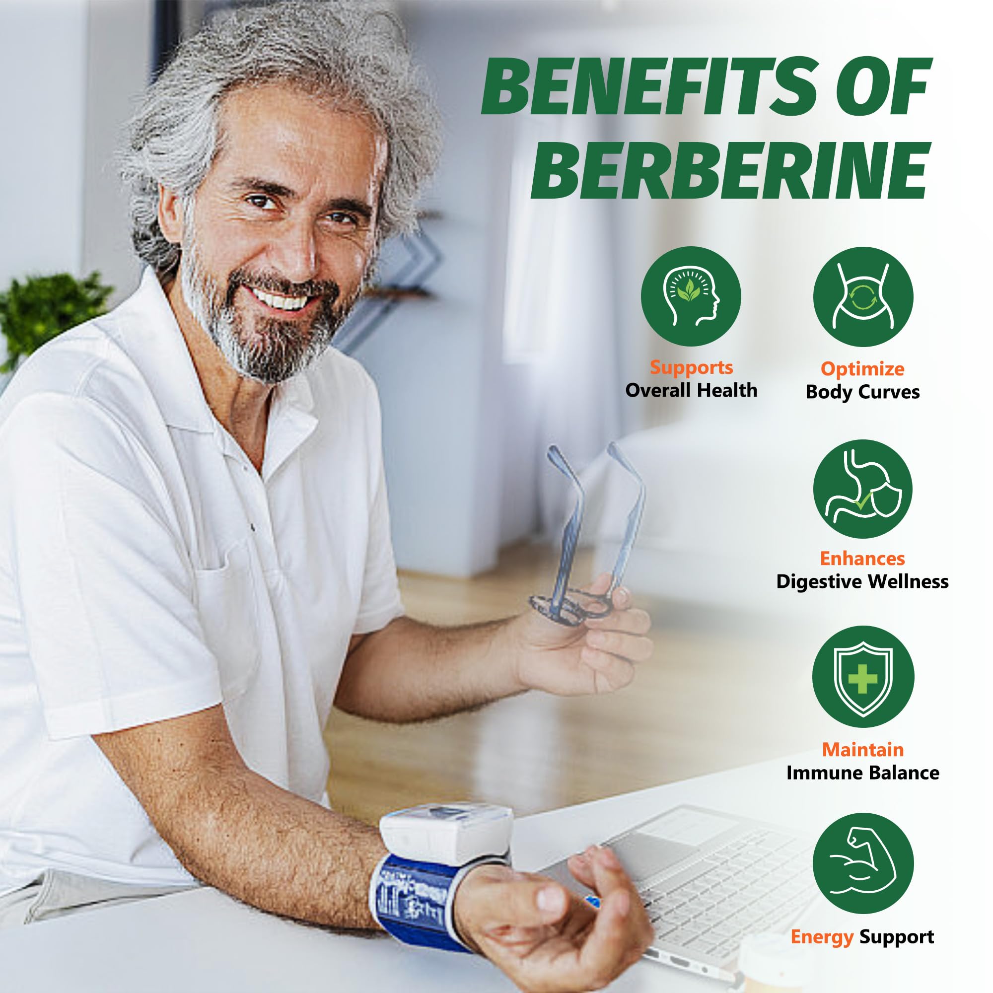 Organic Berberine Supplement - 180 Count Berberine with Ceylon Cinnamon & Citrus Bergamot for We*GHT Health, Gut Health & Immune Support, Berberine 1500mg Complex, 3-Month Supply
