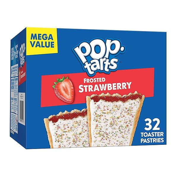 POP-TARTS TOASTER PASTRIES, BREAKFAST FOODS, KIDS SNACKS, FAMILY PACK, FROSTED STRAWBERRY, 54.1OZ BOX (32 COUNT)