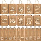 Engrowtic 100 Pcs Thank You Gift Bags with Handles Bulk Kraft Paper Bag Employee Appreciation Gift for Coworker Nurse Teacher Staff Business Wedding, 8.3 x 3.1 x 6 Inch(Brown)