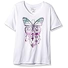 Just My Size Women's Plus Size Printed Short-Sleeve V-Neck T-Shirt, Bedecked Butterfly/White, 2X