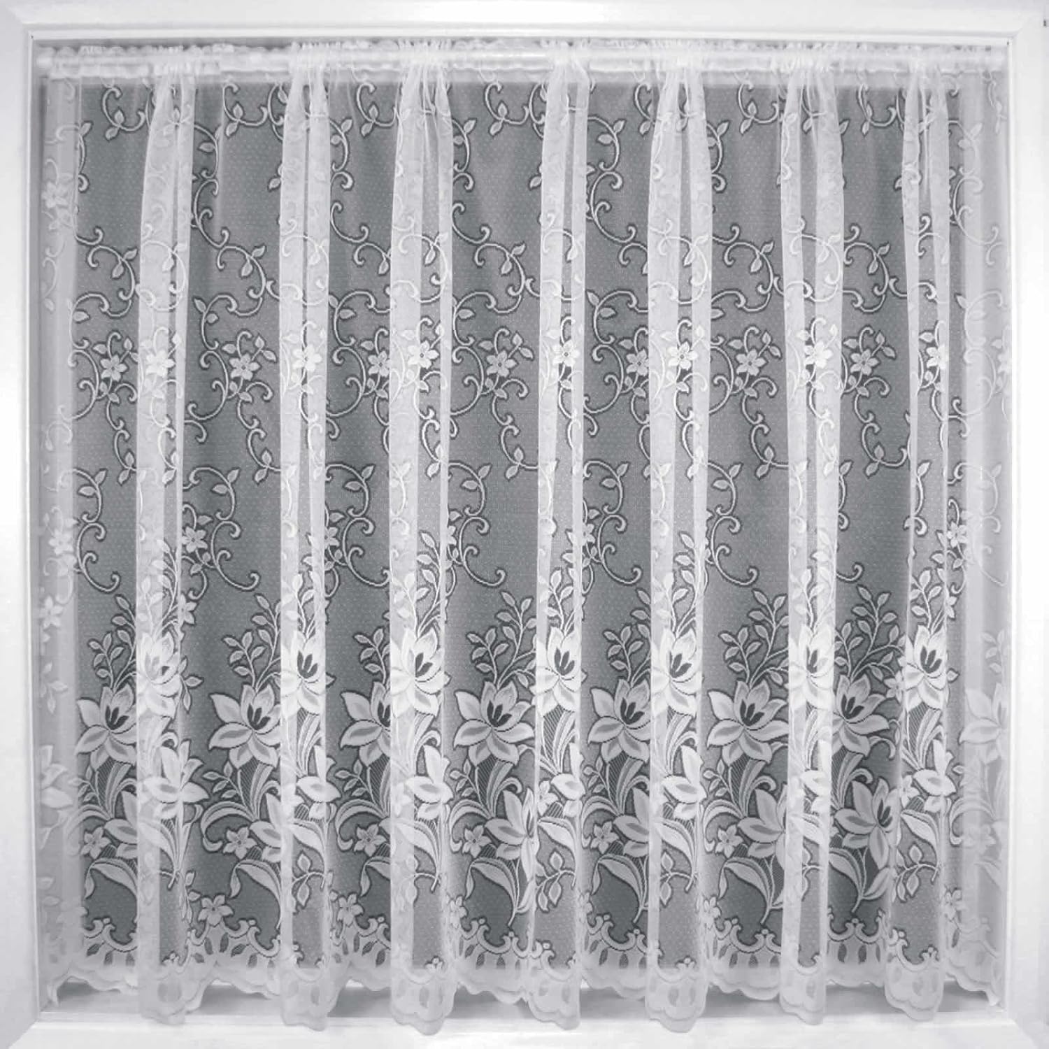 White Floral Net Curtain Lace Curtains Lagos 81 Drop Amazon