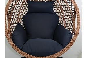 SK CHUMRA Egg Chair Cushion Hanging Basket Chair Pads Wicker Rattan Hanging Seat Cushion Nonslip Soft Headrest & Armrest Outdoor Porch Backyard UV Resistant Patio Hammock Swing Cushions (Navy Blue)