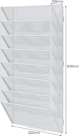 EasyPAG 8 Tier A4 Mesh In Tray Wall Pocket File Holder White view 2