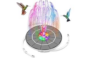 AISITIN 3.5W Solar Fountain Pump, LED Lighting Solar Water Pump Floating Fountain with 6 Nozzles, 1500mAh Battery Backup for Bird Bath, Fish Tank, Pond or Garden Decoration Solar Aerator Pump