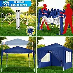 TOOLUCK 10x10 Pop Up Canopy Tent with 4 Sidewalls