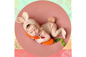 M&G HOUSE Easter Newborn Photography Props Bunny Outfit Crochet Baby Photoshoot Props Rabbit Carrot Set Baby Photo Prop Easter Gift