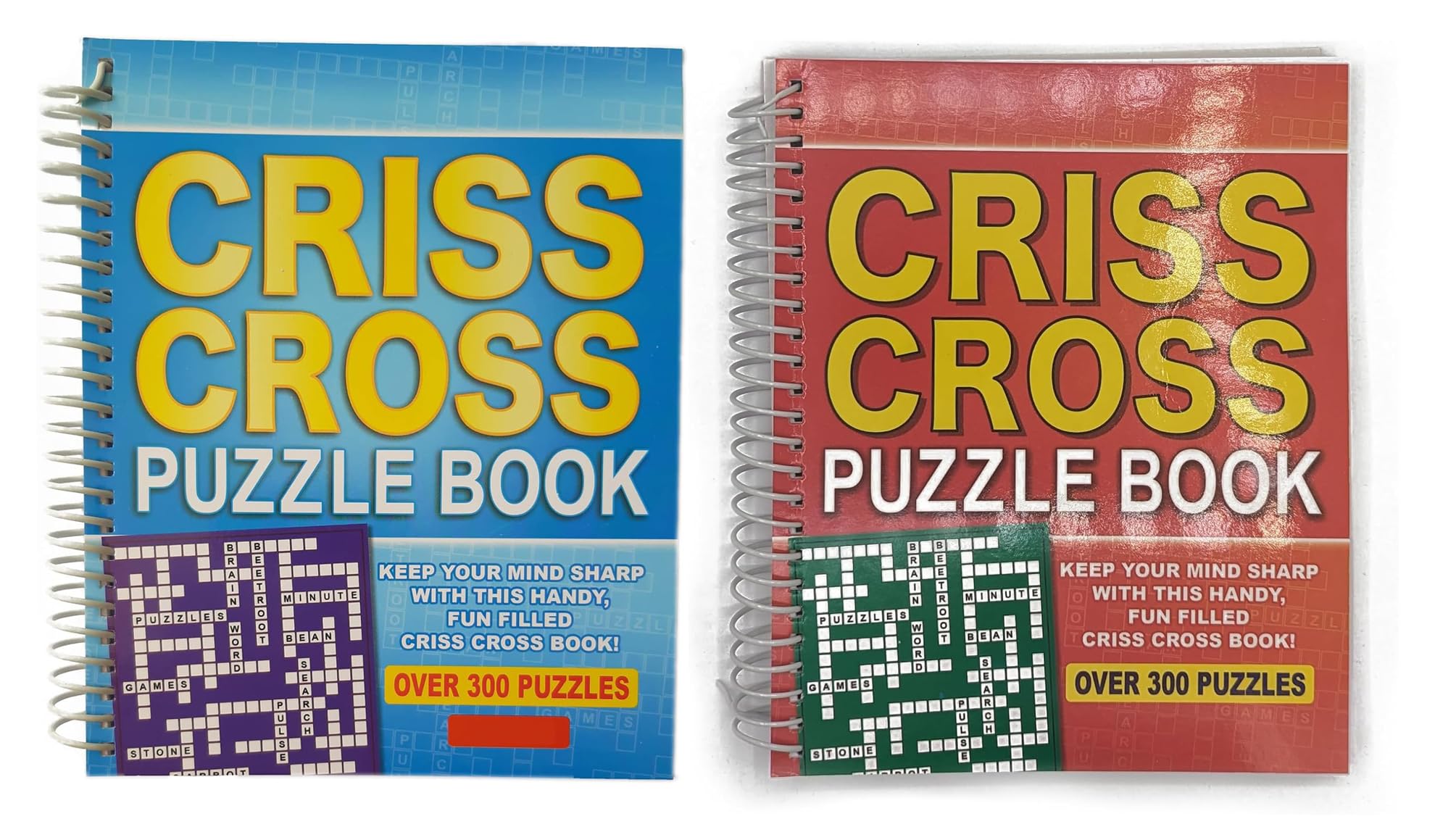 WF Graham Criss Cross Crossword Puzzle Book, Pack of 2 - Spiral Bound Brain Teasers Travel Puzzles Book with over 300 Puzzles