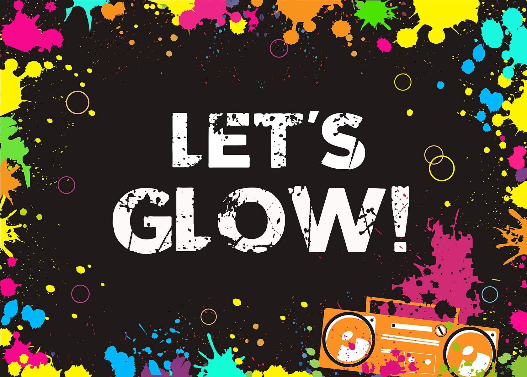 Daniu Glow Neon Party Backdrop Let's Glow Splatter Photography Background 7x5ft Vinyl Party Backdrops Banner Decoration Neon Party Supplies