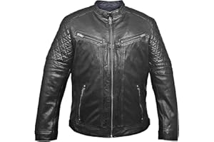 100% Sheep Leather Jacket for Men - Black Biker & Casual Motorcycle Jacket, Real Leather Everyday Wear