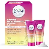 Veet 3 Minute Facial Hair Removal Cream for Women, Depilatory Cream with Organic Aloe Vera, 2 Piece Women's Facial Hair Remover Kit, 1.7 Fl Oz Remover + 1.7 Fl Oz Finishing