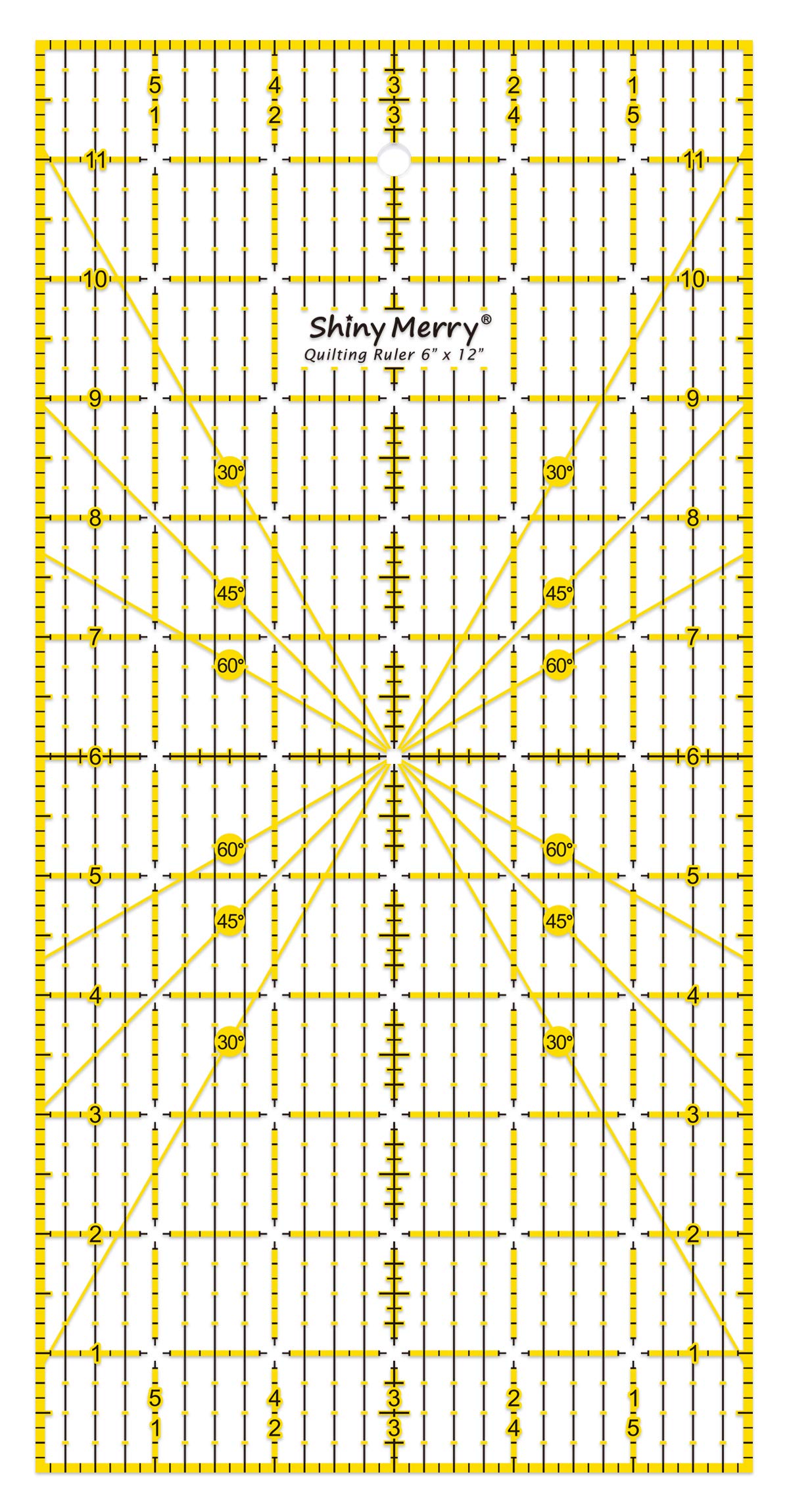 Shiny Merry 6 x 12 inch Non Slip Acrylic Quilting Ruler for Patchwork, Sewing Carft, with Yellow and Black Template Lines