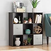 Whitmor 9 Cube Storage Organizer, 3 Tier Stackable MDF Wood Bookcase, Open Storage Display Bookshelf, Storage Cabinet for Living Room, Bedroom, Home, Office, 35.5" L x 11.7" W x 35.5" H, Espresso