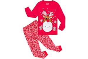 Tphon Kids Christmas Pajamas Sets Santa Claus Dinosaur Sleepwear Long Sleeve PJS Set for Boys Girls 2-12 Years