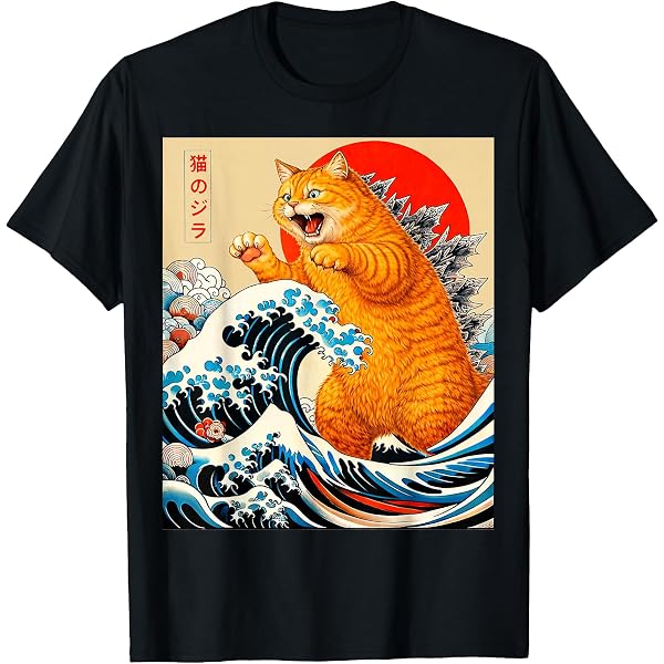 Amazon.com: Catzilla Cat Japanese Art The Great Wave off Kanagawa