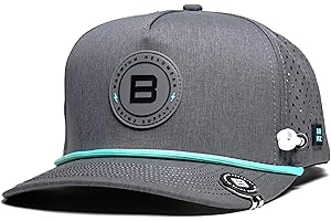 BRIMZ Golf Performance Hat - Tee Holder & Magnetic Ball Marker - Breathable, Sweat & Water Resistant Golfing Snapback Hat