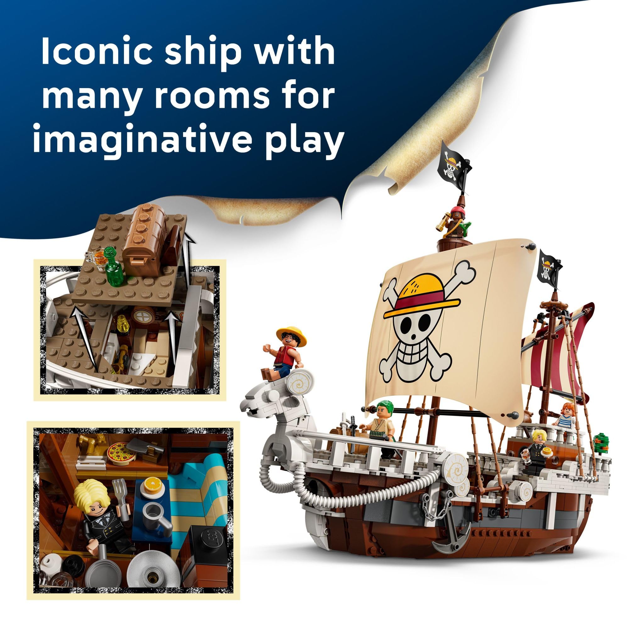 Lego ONE Piece The Going Merry Pirate Ship Building Blocks - Pretend Play Adventure Toy for Boys & Girls, 10+ - Straw Hat Crew Toy Figures & Playset for Anime Fans - Gift Idea for Birthdays - 75639