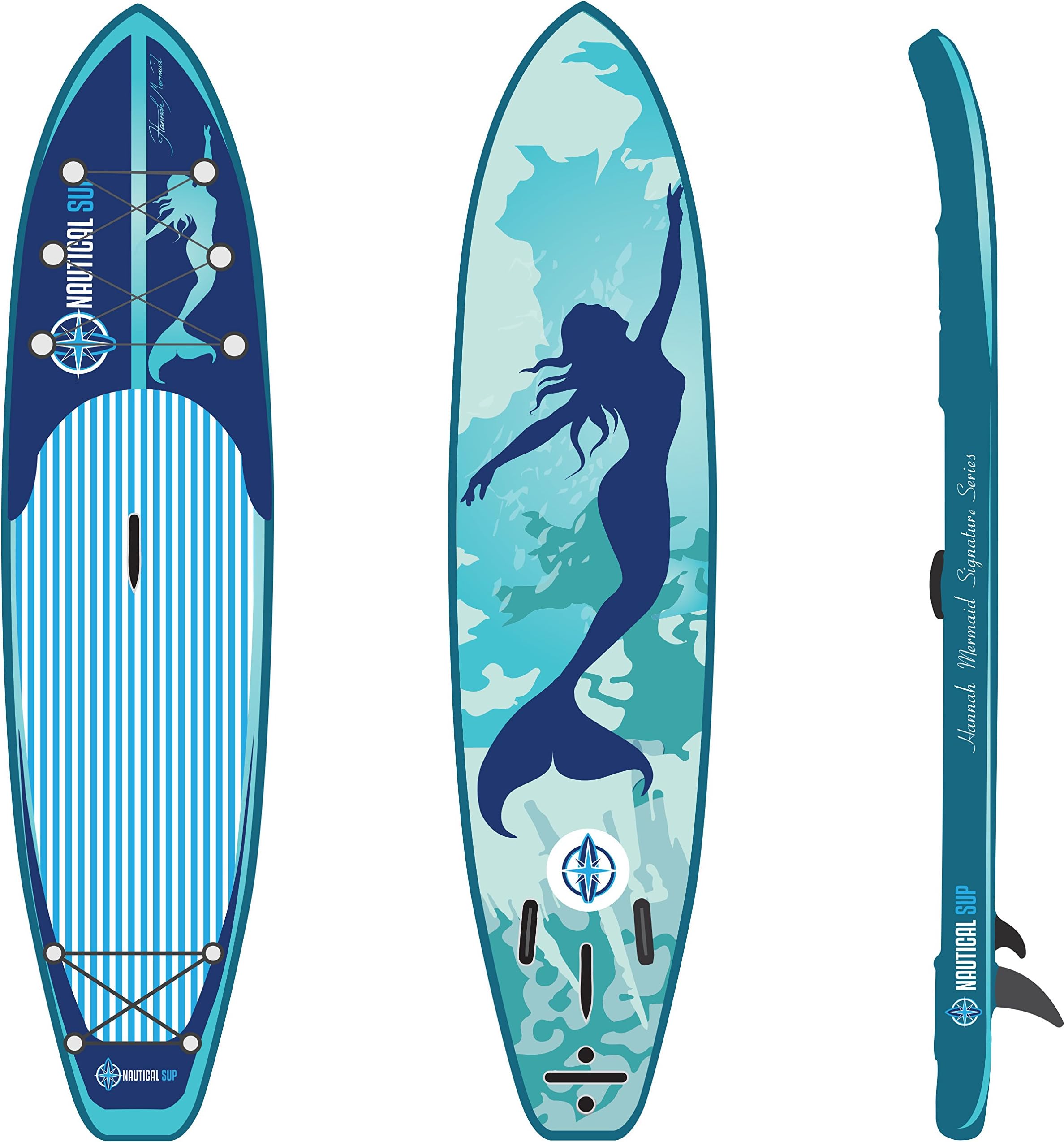 Hannah Mermaid Inflatable SUP Yoga Paddleboard with Bag, Fin, Pump, Patch Kit