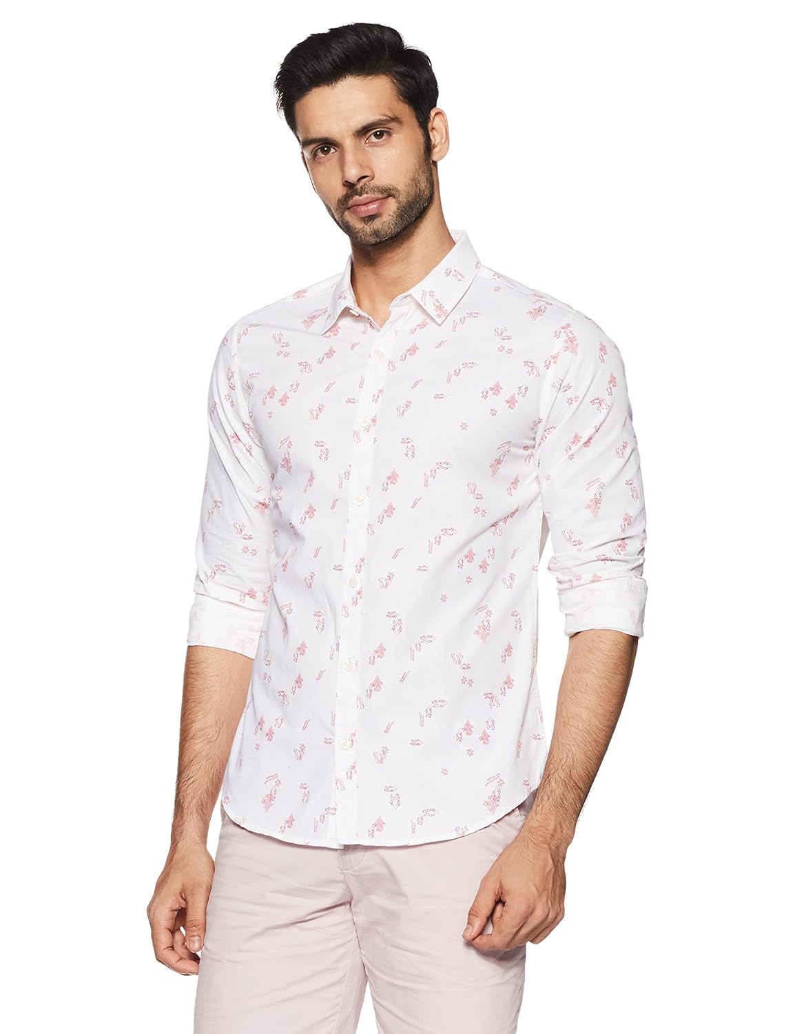 united colors of benetton men's printed slim fit casual shirt