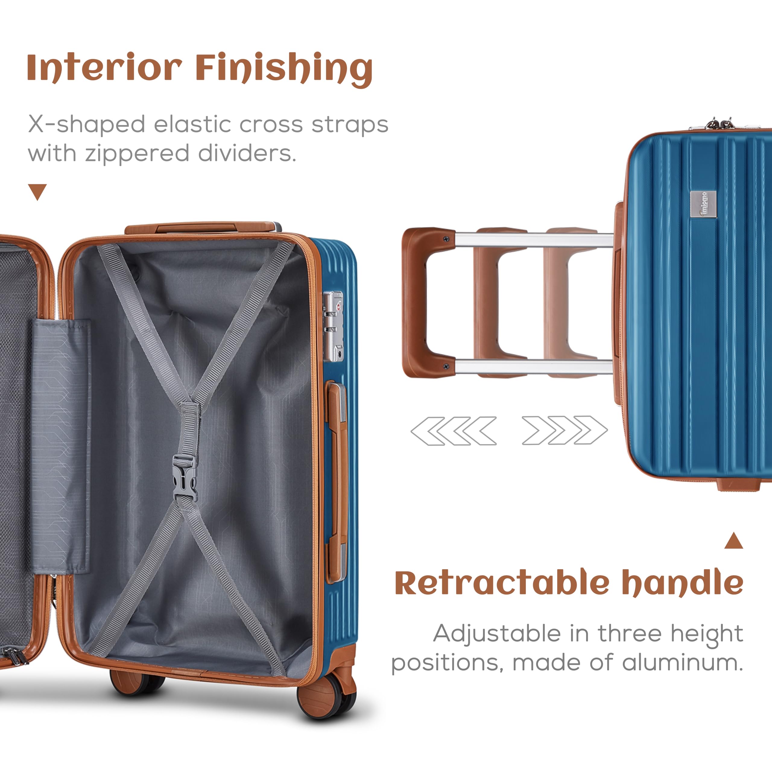 imiomo Carry on Luggage Sets,20 Inch Expandable Carry-on Suitcase with Spinner Wheels,Hard Shell Lightweight Rolling Travel Luggage with TSA Lock