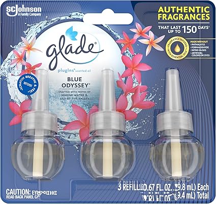 Amazon Com Glade Plugins Refills Air Freshener Scented And Essential Oils For Home And Bathroom Blue Odyssey 2 01 Fl Oz 3 Count Health Personal Care