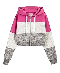 DOUBLJU Casual Crop Hoodie Long Sleeve Zip Up