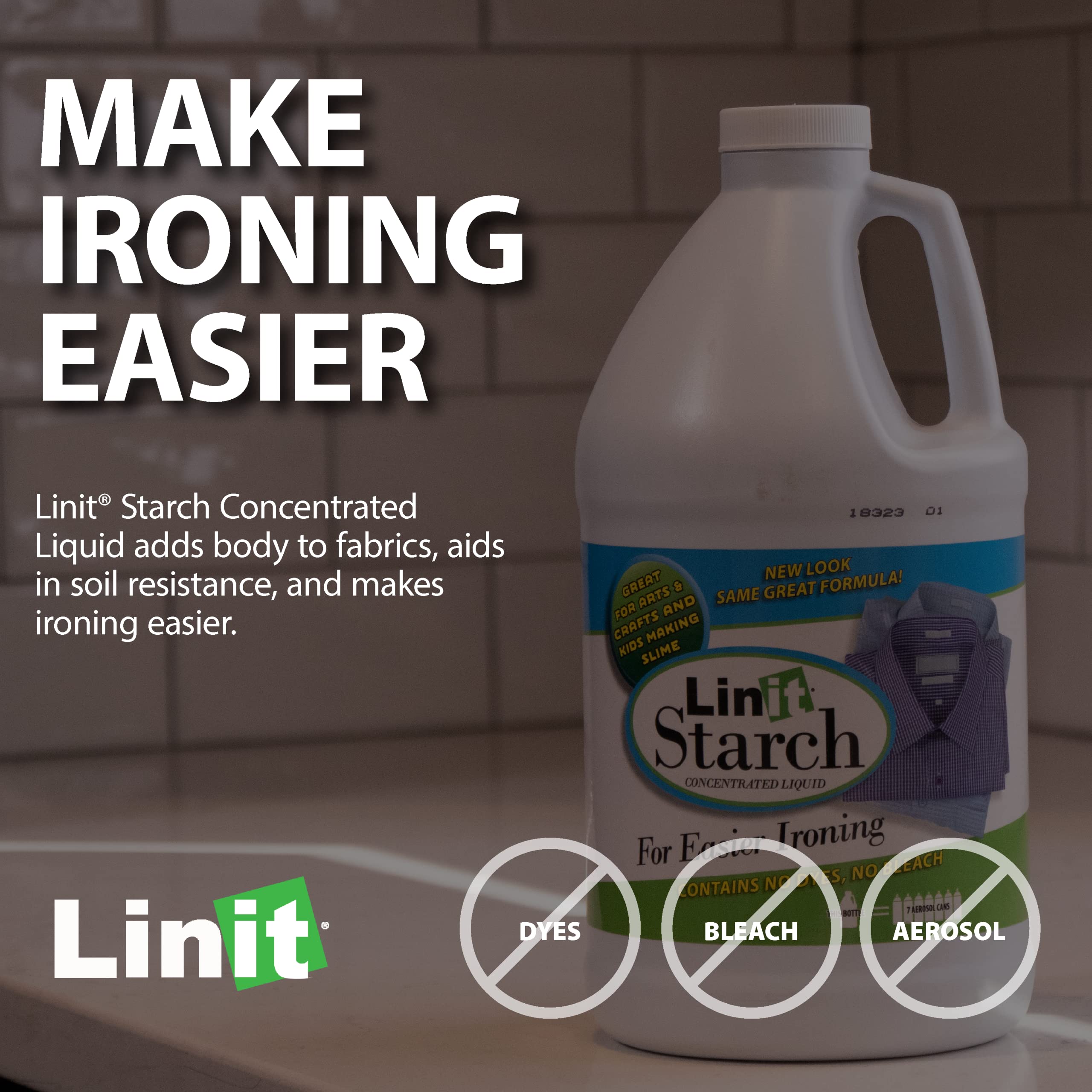 Linit Starch Crisp Classic Finish (64 Oz.) - Liquid Starch For Ironing Clothes/Perfect For Wrinkle Release/Great For Arts & Crafts Projects/Slime, Paper Mache, Silly Putty (408440)