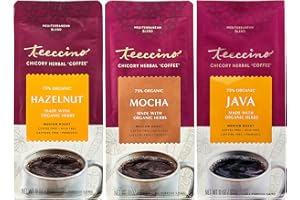 Teeccino Herbal Coffee Variety Pack - Hazelnut, Mocha and Java - Ground Herbal Coffee That’s Prebiotic, Caffeine-Free & Acid Free, Dark Roast, 11 Ounce (Pack of 3)