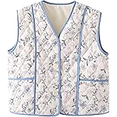 TUREAU Womens Floral Quilted Puffer Vest Lightweight Cropped Sleeveless Jacket Open Front V Neck Padded Gilet Outwear Vest