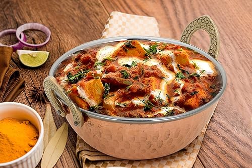 Zap Impex Indian Serving Bowl Copper Stainless Steel Hammered