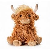 Microwavable Highland Cow Stuffed Animals, Heatable &amp; Coolable Plush Toys | Huggable Highland Cow Heating Pad Plushies, Period Cramps Stress &amp; Pain Relief, Lavender Scented, Warm Gifts For Kids Adults