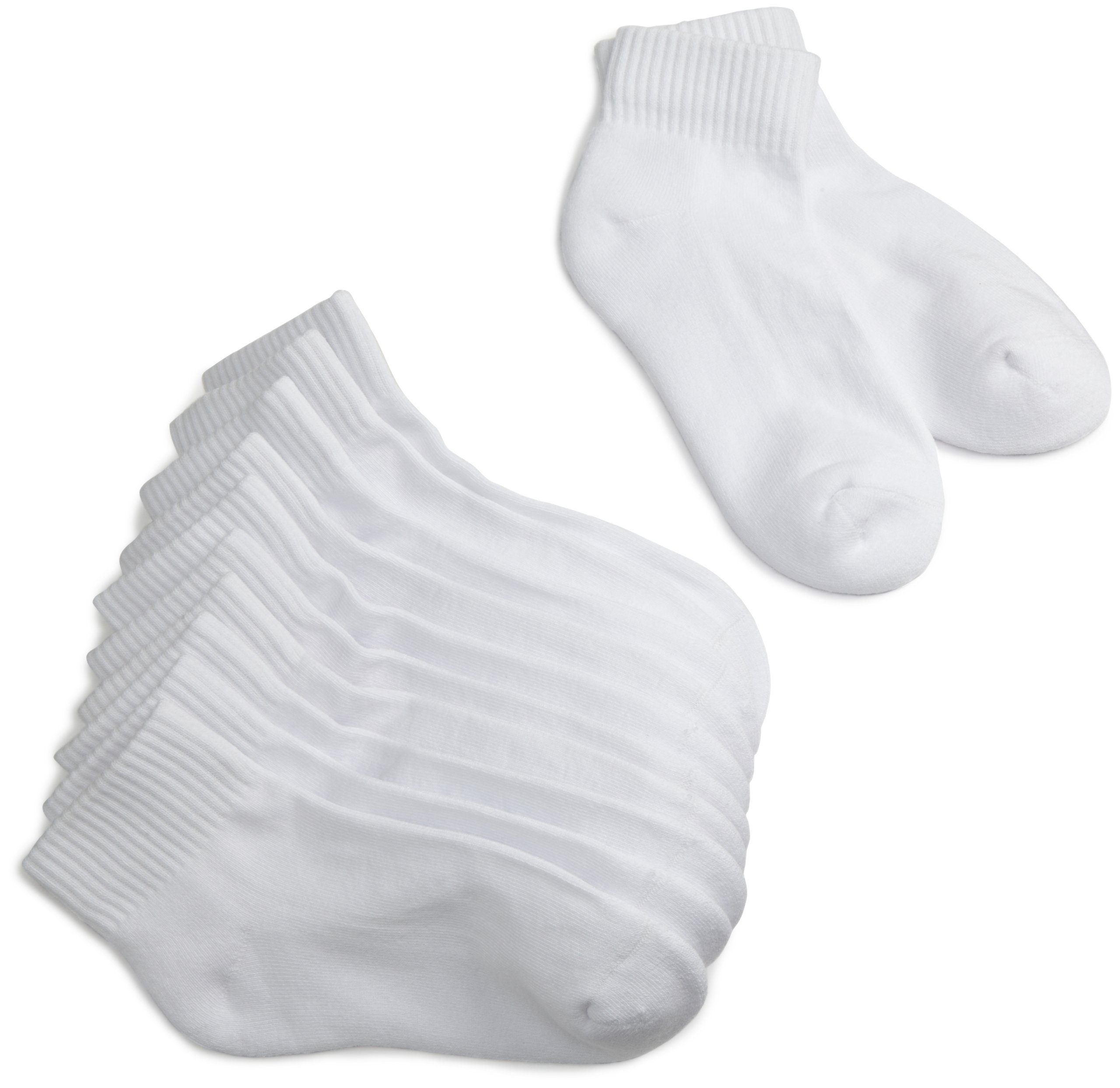 Photo 1 of Jefferies Socks Girls' Little Sport Quarter Crew Socks Half Cushion 6 Pack, White, Small
