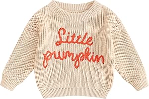 NOKPSEDCB Baby Halloween Outfit Newborn Boy Girl Cute Pumpkin Embroidered Oversized Sweater Infant Fall Winter Clothes