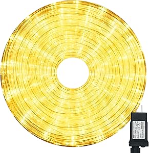 Hezbjiti LED Rope Lights, 720 LED 99ft 8 Modes Control Flexible Low Voltage Rope Lights, Indoor Outdoor Waterproof Tube Light for Gardens, Home, Party, Christmas (720 LED, Warm White)